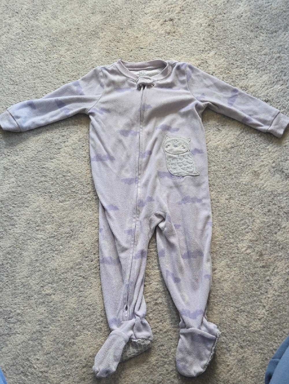 Carter's Light Lavender Owl Footed Pajamas